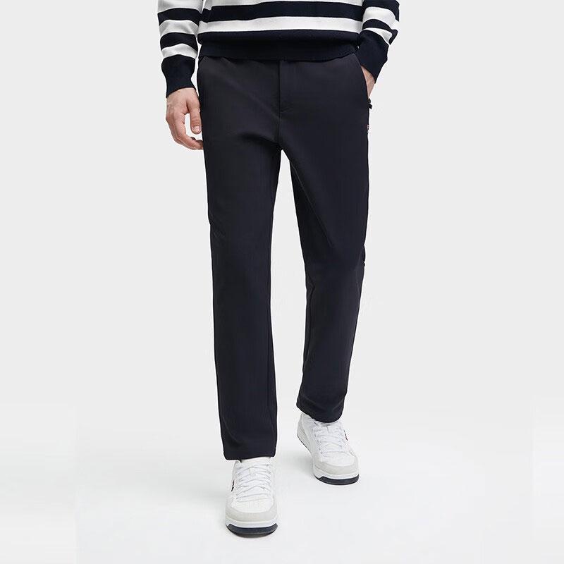 FILA Solid Color Straight Leg Woven Fleece Casual Pants Men bottoms Legendary-Blue F11M341803F-NV