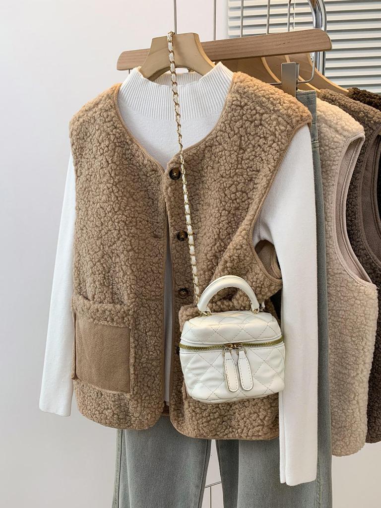 Women's Plus Size Faux Lambswool Vest - Autumn/Winter 2025 Collection