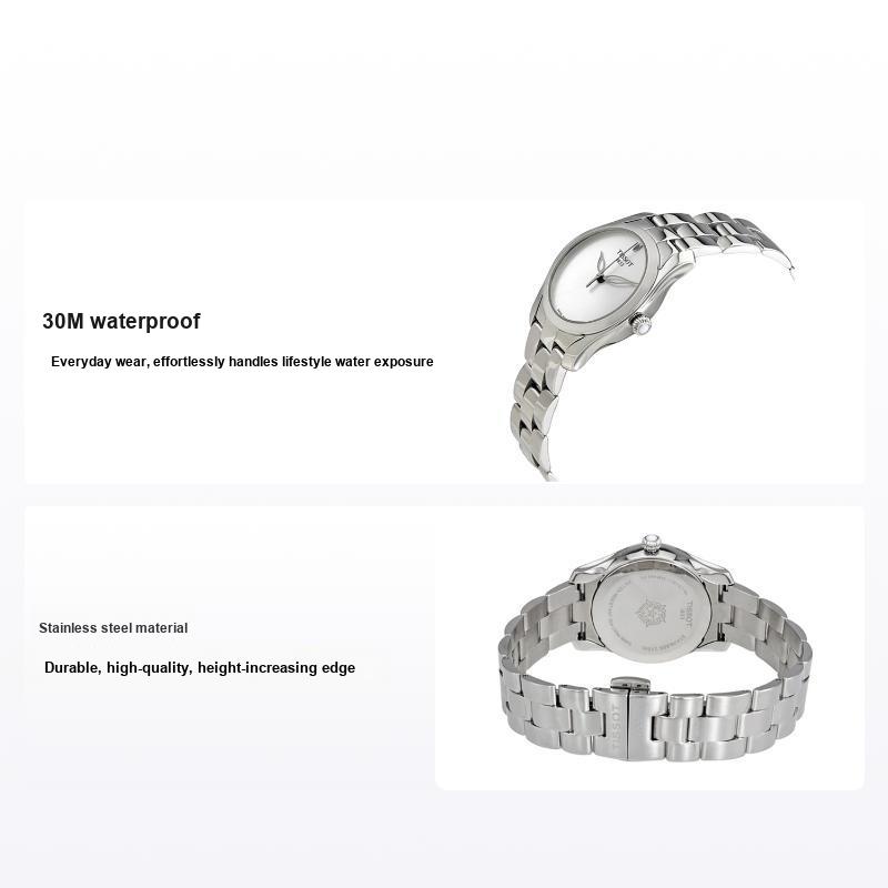 Tissot Women's White Quartz Movement 30M Water Resistant Watch Dial Stainless Steel Case Stainless Steel Bracelet Watches T112.210.11.031.00