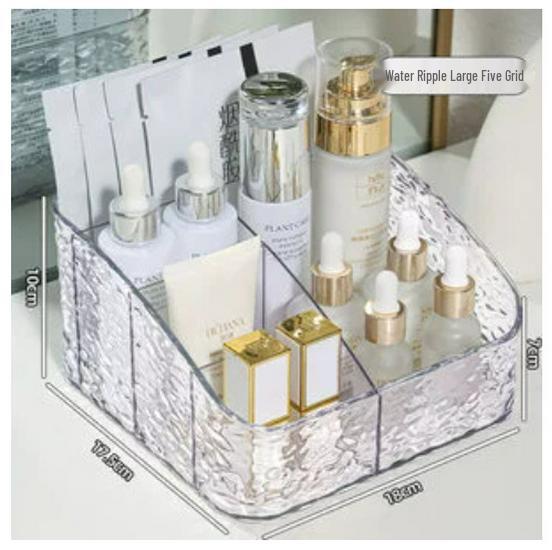 Ripple Makeup Brush and Skincare Storage Box – Large Capacity Luxury Organizer for Cosmetics and Miscellaneous Items