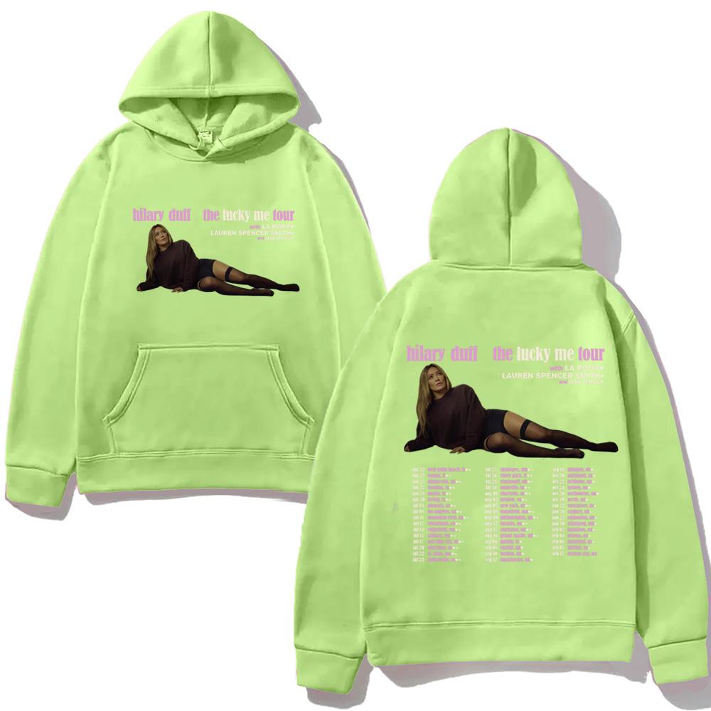 Hilary Duff  Hoodie The Lucky Me Tour for 2026 Hip Hop Graphic Printing Hoody Fashion Classic Soft Punk Hooded Pullovers Fleece