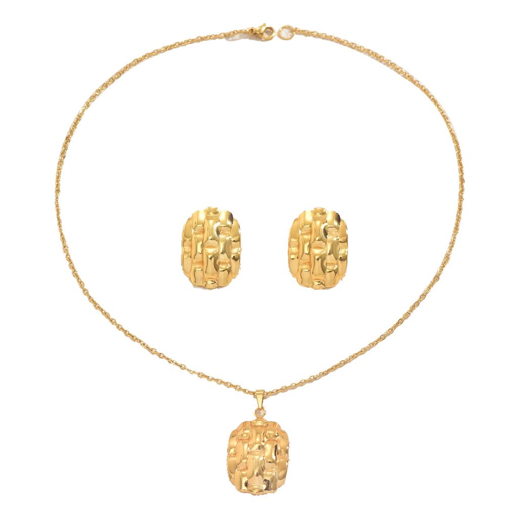 Irregular Women's Necklace Jewelry Set Geometric Folds Texture Design Earrings Versatile Premium Sense