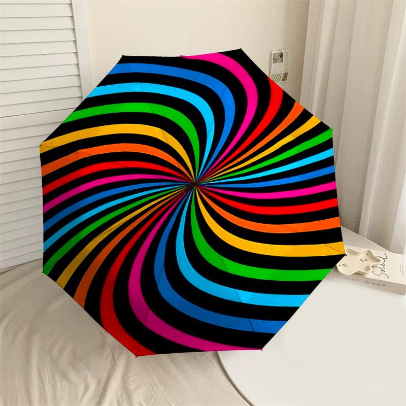 

1pc Swirl Colors Automatic Open/Close Umbrella with Windproof, 8-Rib Sturdy Canopy, Durable Ribs, Fashionable Design1186A