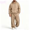 Men's Casual Tracksuit Set Hooded Full Zip Long Sleeve Hoodie Wide Leg Pants Solid Color