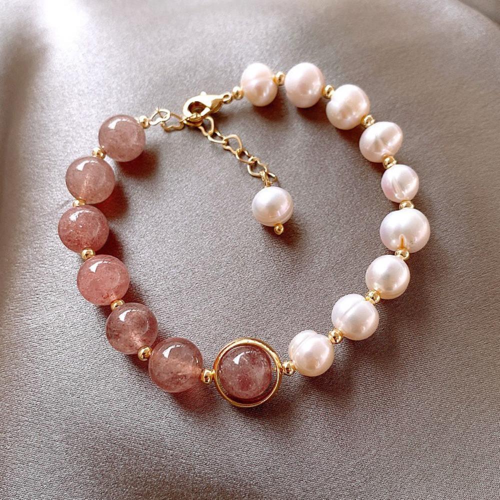 Baroque Natural Freshwater Pearl Beaded Bracelet Women's High-end Sense Light Luxury Niche Design Sense Versatile Jewelry