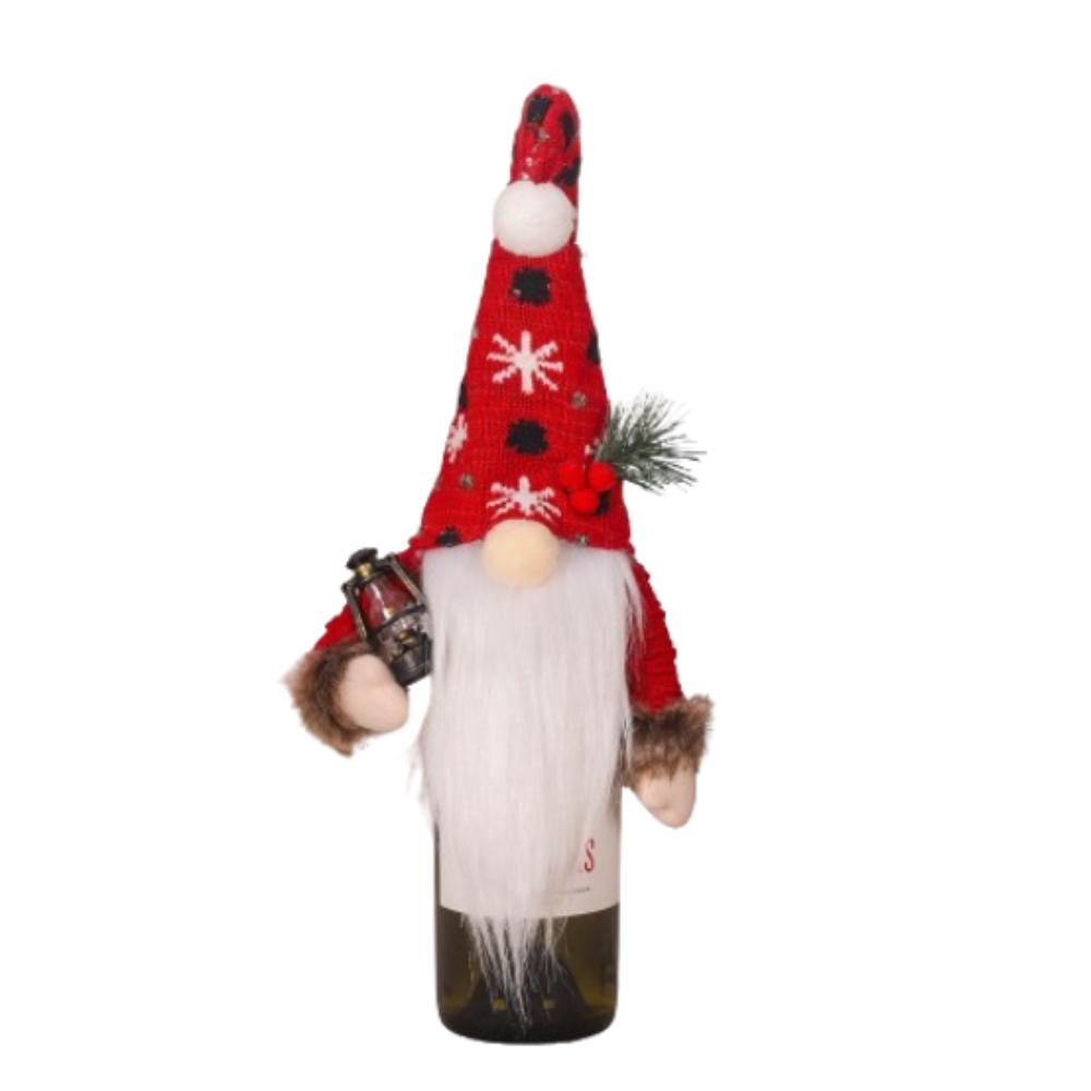 

Knitted Rudolf Faceless Dwarf Bottle Bag Cartoon Champagne Bottle Cover New Year Gift Style 2