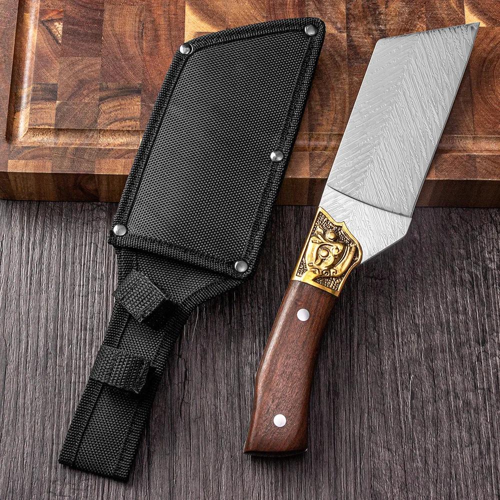 Knife Slicing Fish Meat Butcher Boning Knife Damascus Steel Wood Handle Utility Knife Chef Barbecue Cleaver Meat Kitchen Knives