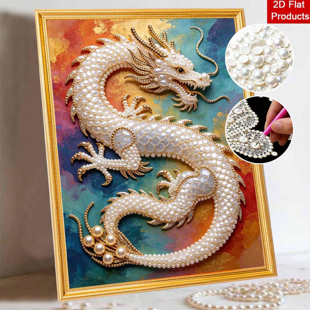 Pearl Art Painting Home Wall Decor Chinese Dragon Pearl Gemstone Painting Picture Crafts Adult/Beginner Gift Creative Home Decor Unframed