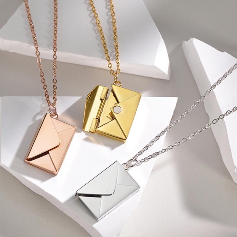 Minimalist Openable Envelope Necklace for Women - Creative Love Letter Design, Stainless Steel Jewelry Inspired by Japan & Korea