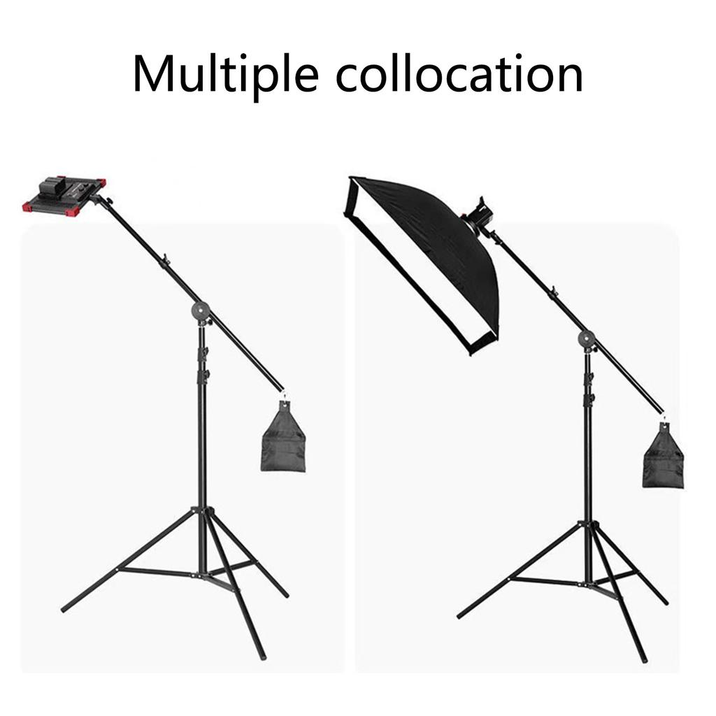 Photo Studio Boom Arm for Lights, Reflectors Adjustable Length with Heavy Duty Sandbag