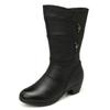 Winter New Medium Boots Fleece Thickened Thick Heel Mother Boots Side Zipper Women's Fashion Boots