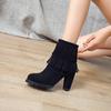 Large Size Women's Shoes-Short Tassel Martin Boots Thick Heel Medium Heel Fashion Women's Boots Europe and America