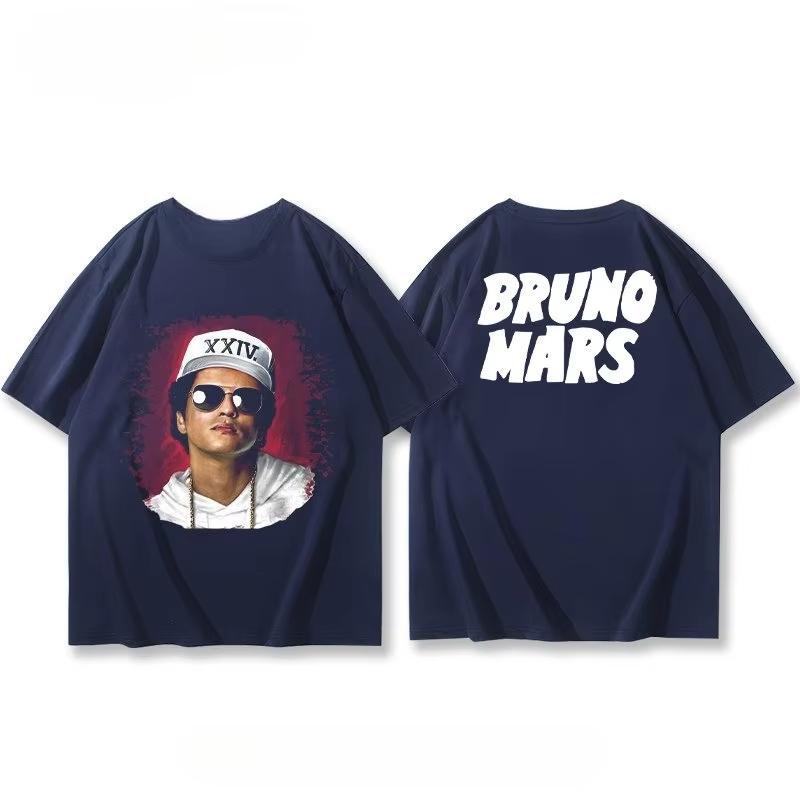 2026 SpringSummer Bruno Mars Tshirt with Street pure cotton Print Streetwear Fashion Luxury Casual Vintage Short Sleeve top