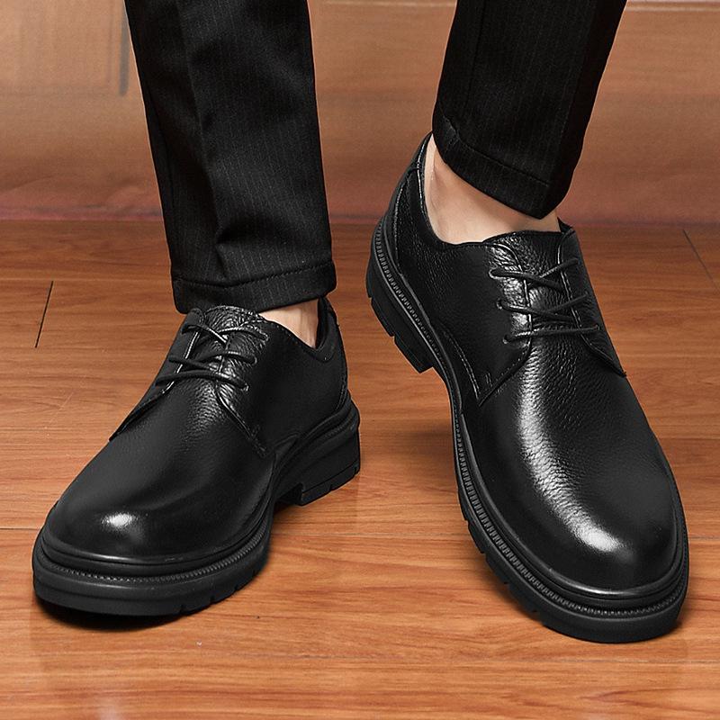 Pantofi derby din piele respirabilă, stilat, pentru bărbați, de primăvară – Formali și casual, înălțători, perfecți pentru nunți.