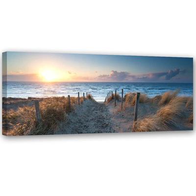 Leinwandbild, Sonnenuntergang am Strand am Meer