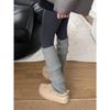 70Cm Thick Thread Vertical Knitting Knee Socks Cover, Warm And Thickened Stacking Stockings, Small Sweet Potato Popular Leg Guards And Leg Covers