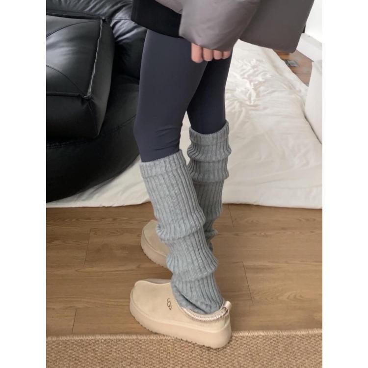 70Cm Thick Thread Vertical Knitting Knee Socks Cover, Warm And Thickened Stacking Stockings, Small Sweet Potato Popular Leg Guards And Leg Covers