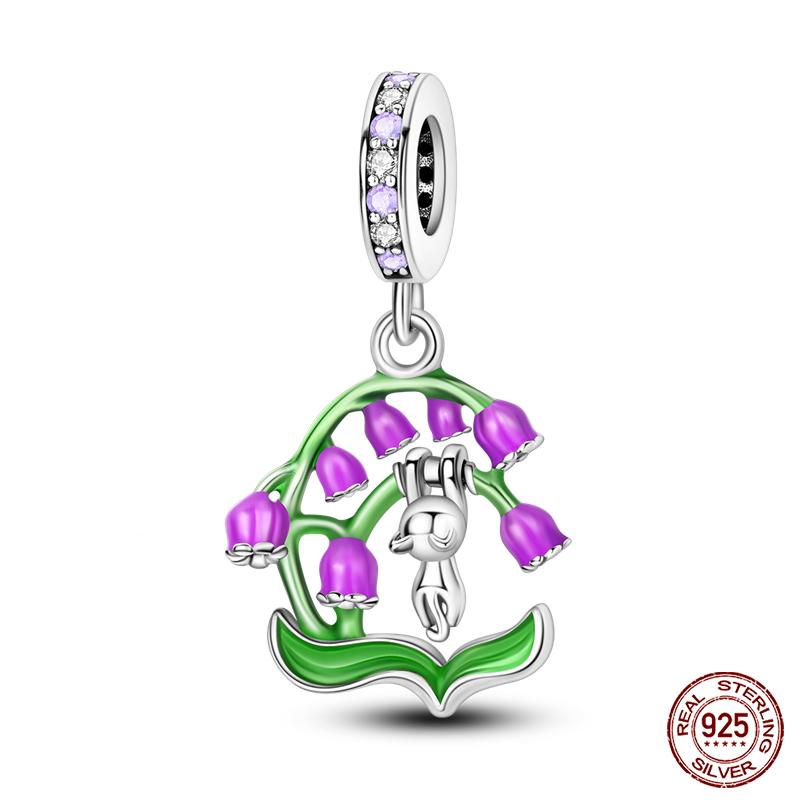 New Copper Fashion Spring Carnation Flower Parrot Charm Bead Suitable For 3Mm Bracelet Diy Fine Jewelry Gift Making