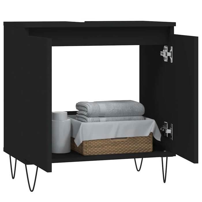 VidaXL Armoire de salle de bain noir 58x33x60 cm bois d'ingénierie 831581