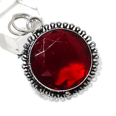 Natural Mozambique Garnet Gemstone 925 Sterling Silver Gift Pendant 1.77" L6M18