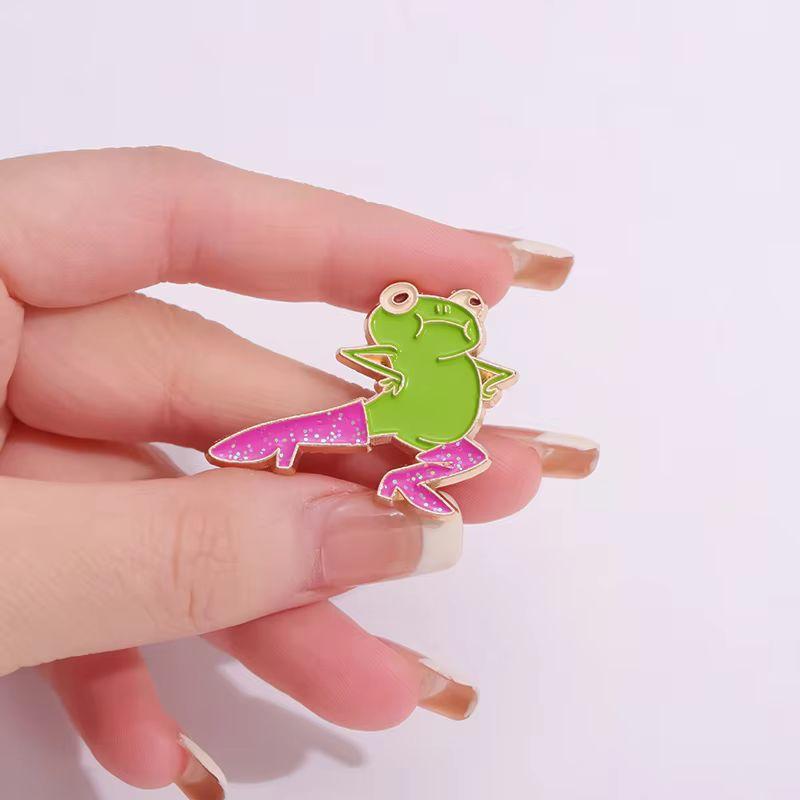 -New Cool Funny Frog Enamel Pins Custom Brooches Lapel Badges Cartoon Animal Jewelry Durable Gift for Kids Friends