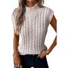 Women's Winter Sleeveless High Collar Vest Sweater - European & American Style, Solid Color