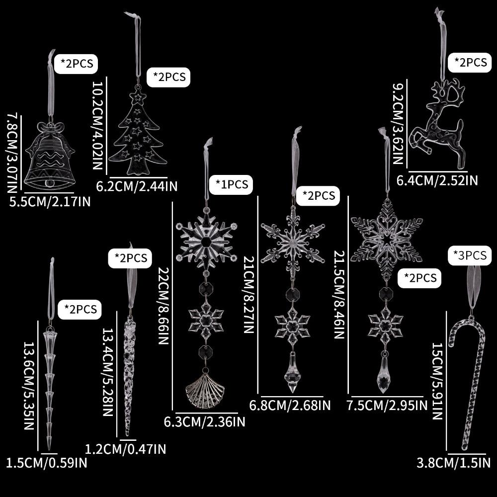 Transparent Acrylic Snowflake Pendant Decorations Icicle Ornaments Set  Wedding Decor