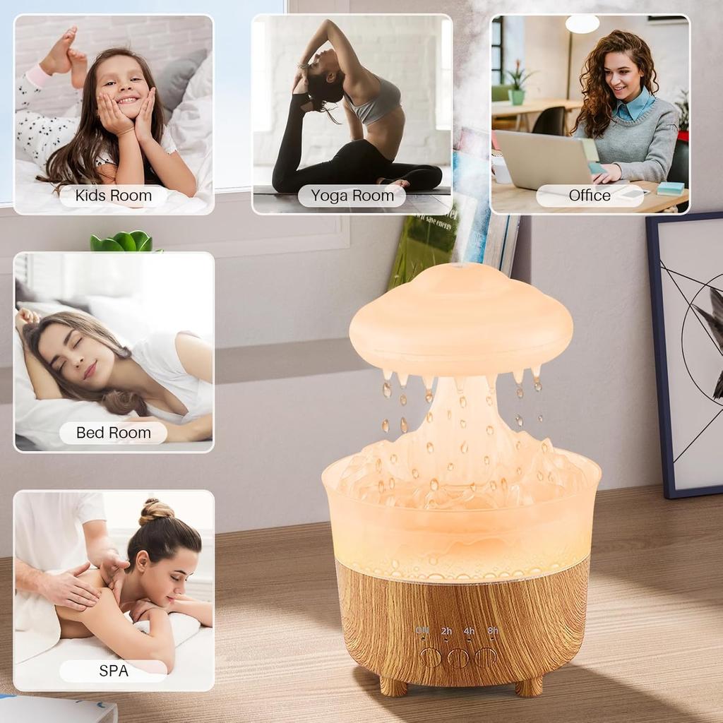 Xiaomi Rain Humidifier Water Drip,Mushroom Essential Oil Diffuser with 7 Changing Colors,Aroma Diffuser Mushroom Humidifier for Home
