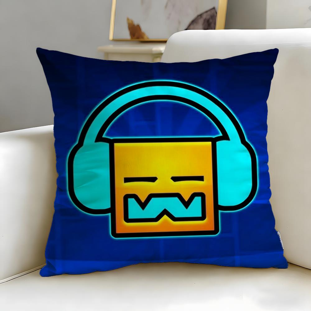 classic game Geometry Dash Cushion Cover Soft EasyWash Pillow Case Versatile for Couch Bed Travel and Office