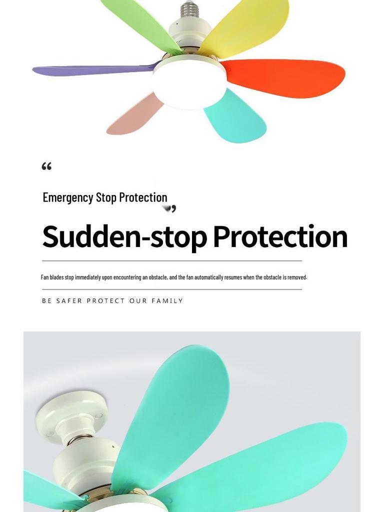 E27 Six-Blade Ceiling Fan Light for Bedroom, Living Room, & Dining Room