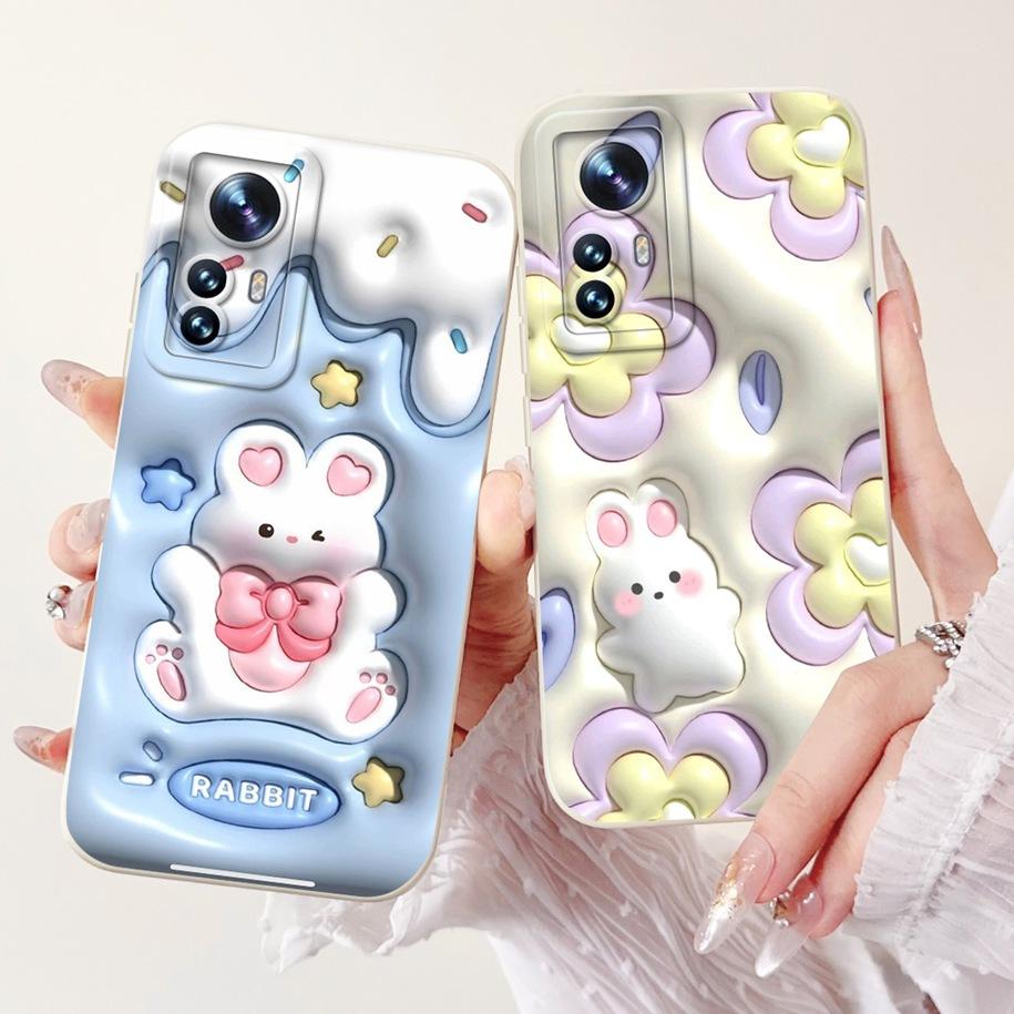 For Xiaomi 12 Pro Case Mi 12 12X 12S Cover Cute Cartoon Rabbit Panda Soft Silicone Lens Protective Cases For Xiaomi 12S Pro Capa