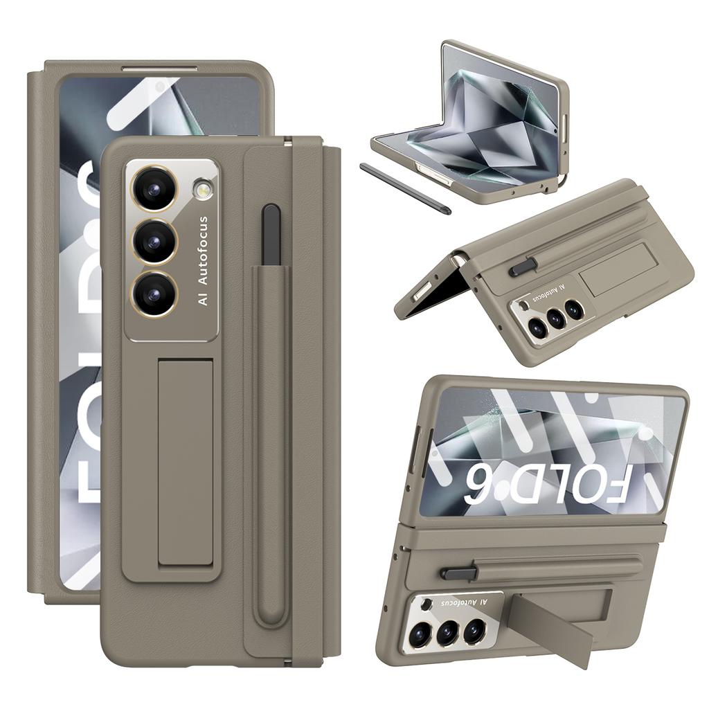 Měkký pant pro Samsung Galaxy Z Fold 6 4 5 Pouzdro z PU kůže, držák na pero, ochranný film