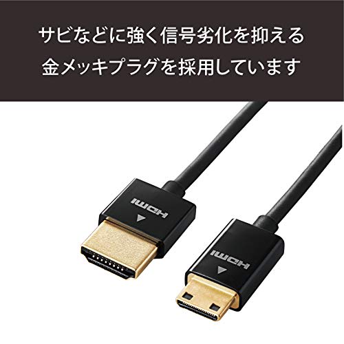 ELECOM Mini HDMI Cable 1.5m 4K X 2K Compatible Super Slim Black DH-HD14SSM15BK