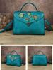 Johnature Chinese Style Genuine Leather Retro Embossed Women's Handbag With Large Capacity Shoulder Crossbody Bag