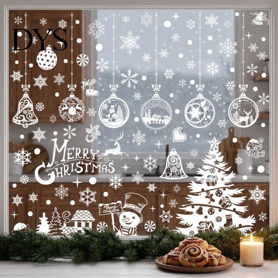 Classroom Window Ornaments 10Pcs Christmas Clings, White Winter Snowflake Decals, Static Stain Proof Bathroom Stickers Glass for Home Storefront,