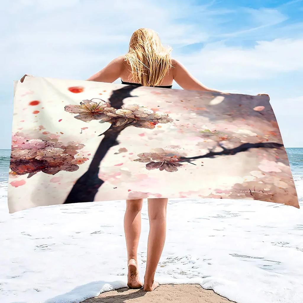 Cherry Blossoms Flowers Microfiber Oversized Beach Towels,Super Absorbent Sand Proof Towel Quick Fast Dry Thin Towels Blanket