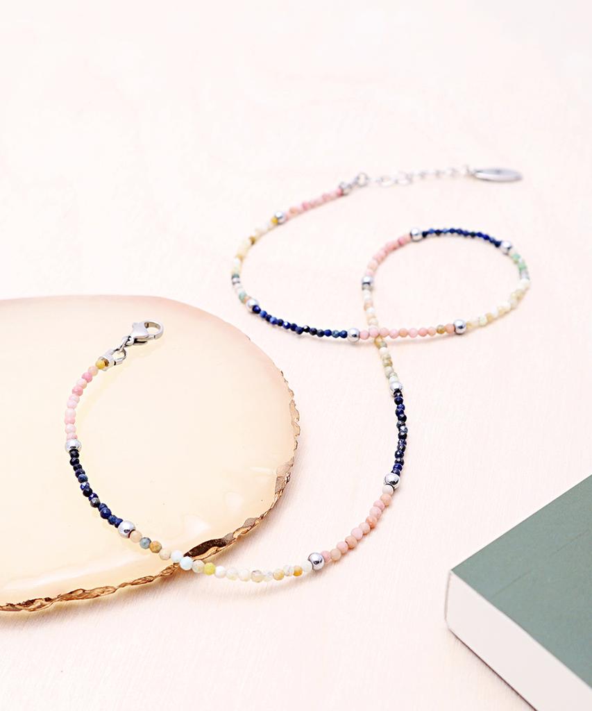 Polalita Multicolor Mini Gemstone Daily Necklace (Plt-Nl-047_Pk)