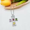 2026 Fashion Niche Retro Temperament Pendant 18K Gold Multicolored Beating Pattern Cross Necklace