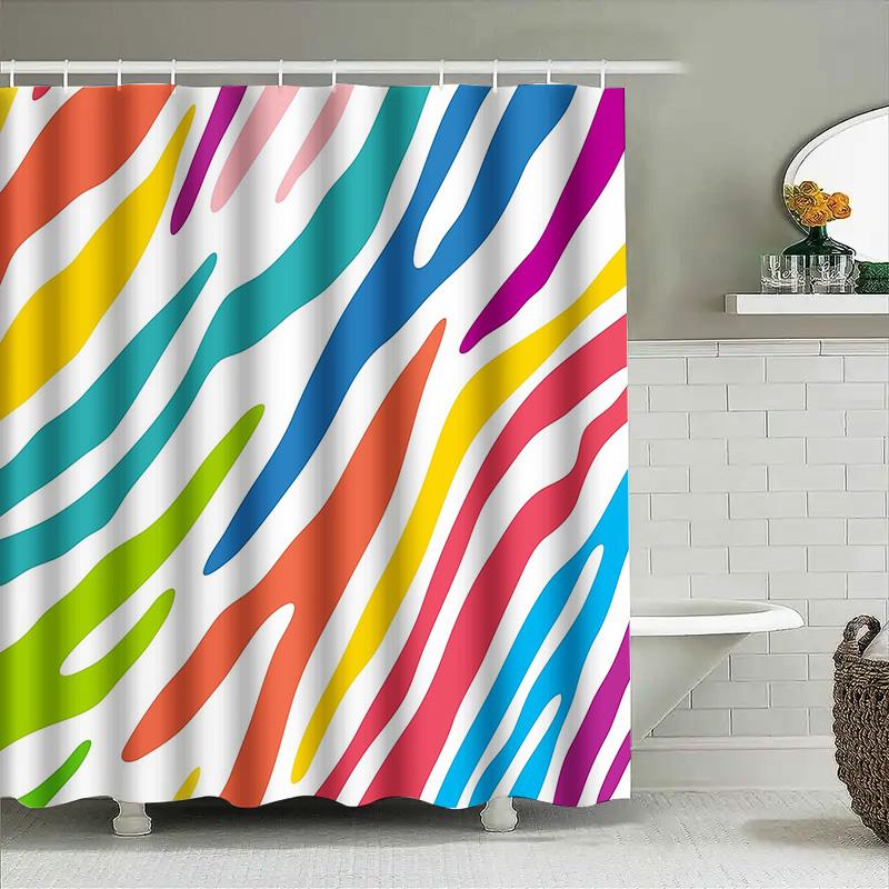 Colorful Abstract Shower Curtain Modern Art Bathroom Decor Waterproof Fabric Liner Set Artistic Pattern Home Textile