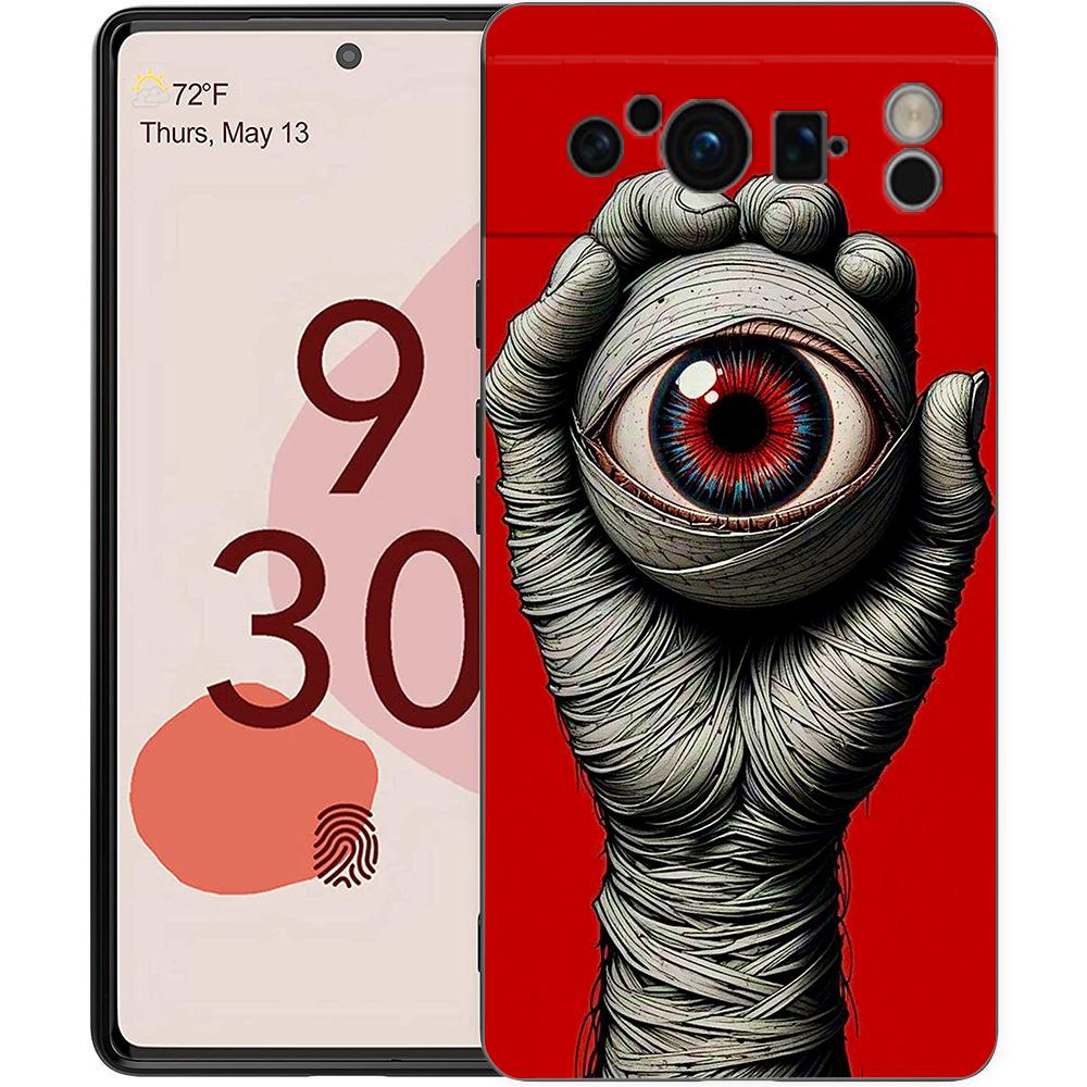 

Роскошный чехол для телефона Google Pixel 10 9 8 9A 8A 7 7A 6 Pro XL 6A 5G Черный Мягкая задняя крышка из ТПУ Узор Зловещий глаз Дьявола Pixel 7A