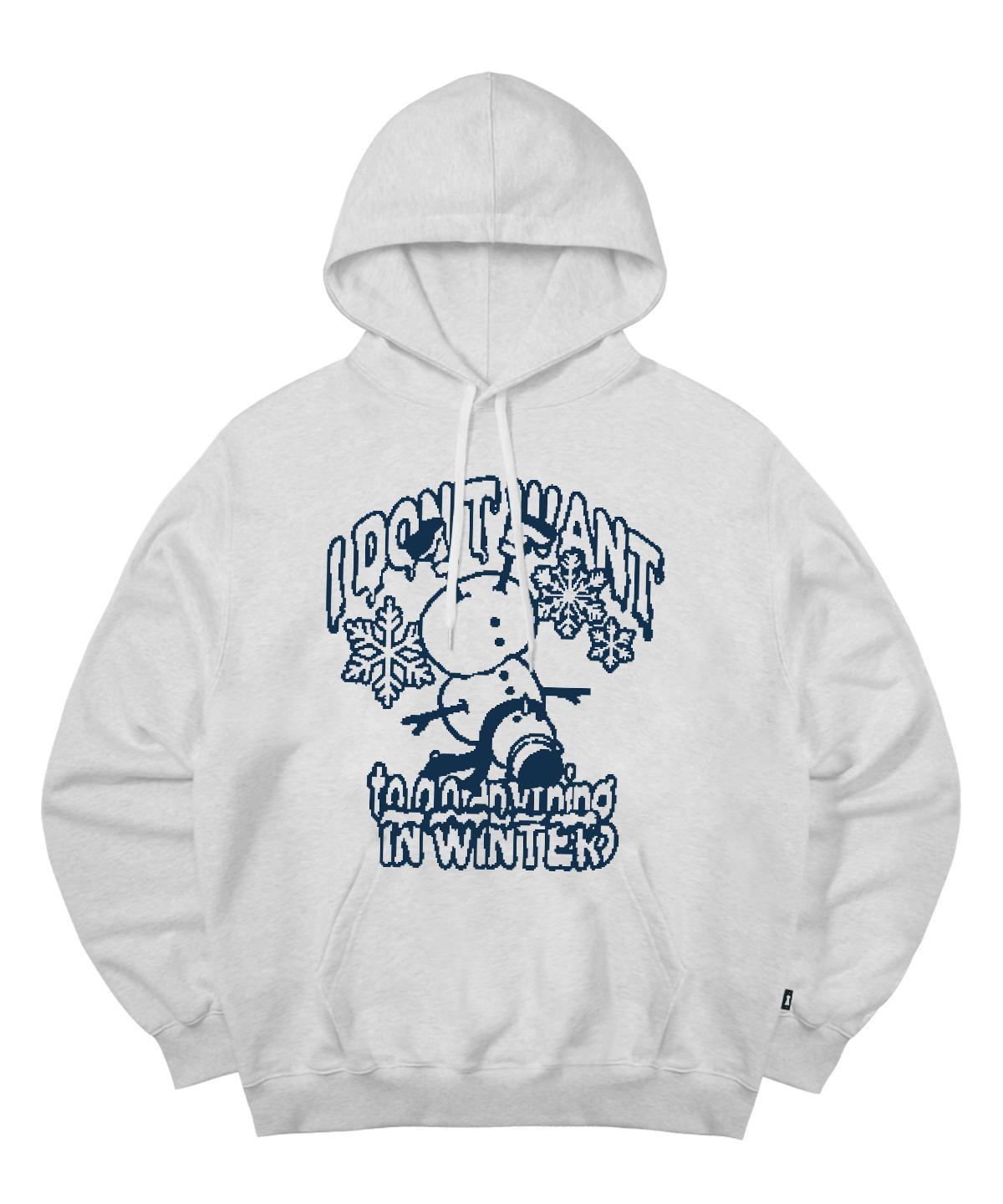 Escape From Pell Snowman Print Hoodie White Melange L