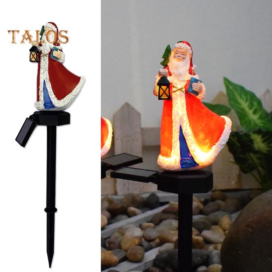 Santa Claus Solar Lights Resin Santa Figurine Waterproof Christmas Stake Light Outdoor Decor Statue Landscape LED Light for Home Yard Lawn