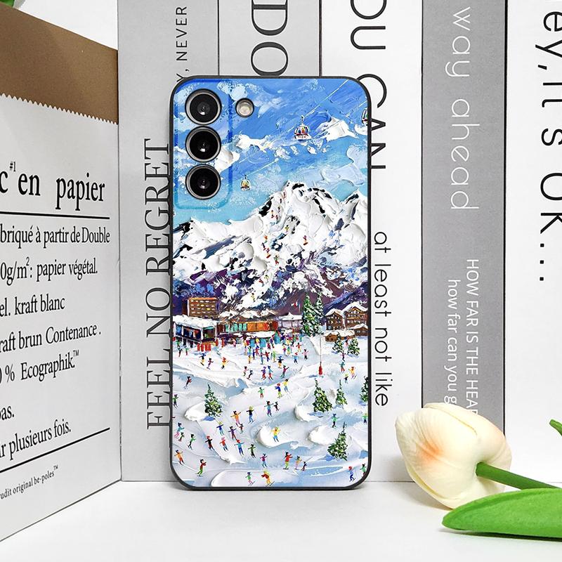 Oil Painting of Snow Scene Skiing Pattern Phone Case for Google Pixel 9 A 8 A 7A 6 A 7 PRO 8 9 Pro XL 4G 5G Silicone Soft Cover