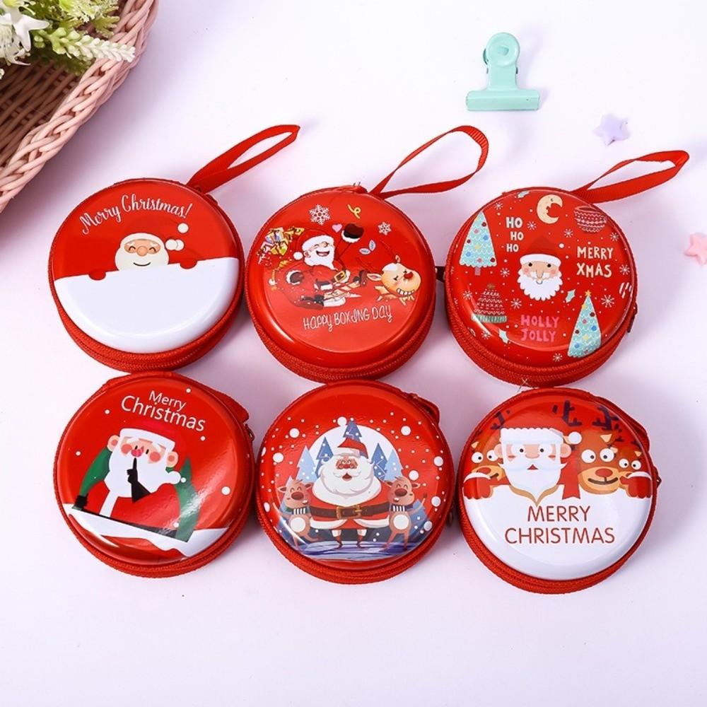 New Cartoon Christmas Coin Purse Tin Box Snowman Phone Keychain Pendant Santa Claus Cartoon Storage Box Christmas
