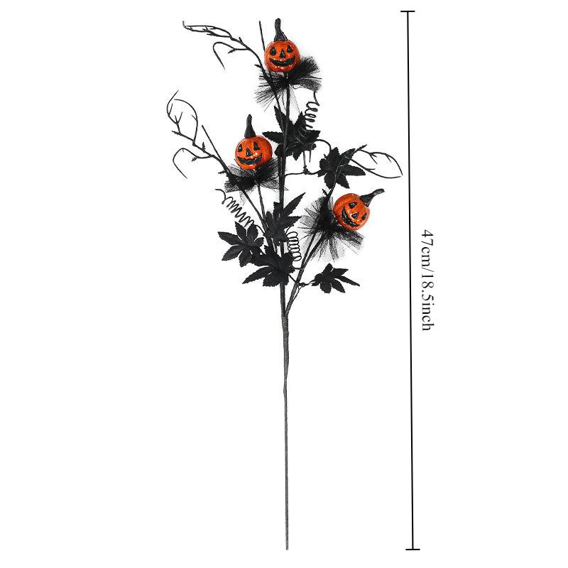 Halloween Artificial Pumpkin Bouquet Decor - Black & Orange Spooky Ghostly Pumpkins with Bats,Home Decorators, Party Centerpiece