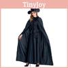 Elegant Black Demon Costume For Women Featuring Witch Hat And Capes For Halloween Parties
