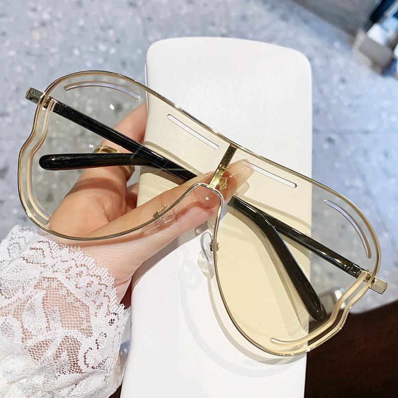 Geometric Metal Sunglasses With Uv400 Protection For Fashionable Outings And Parties