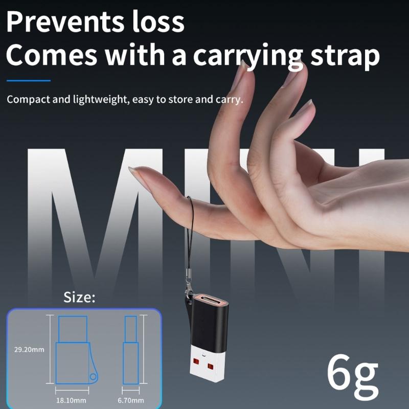 USB3.0 male To Type C Female Adapter Converter With Detachable Lanyard 10Gbps Highly speed Data Transfer Quick Charge3.0