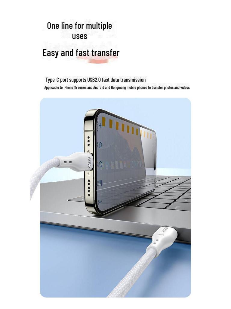 PISEN Zwei-in-Eins Super Schnellladekabel Typ-C für Apple & Huawei