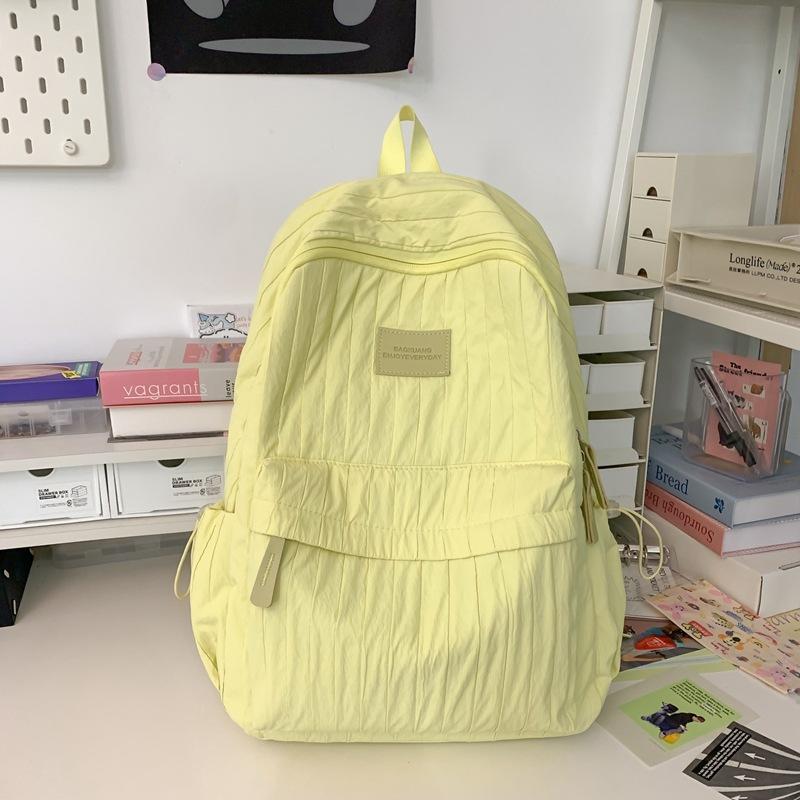 Junior High School Girls Schoolbag Girls Solid Color Versatile Large Capacity Backpack Small Fresh Travel Lightweight Backpack